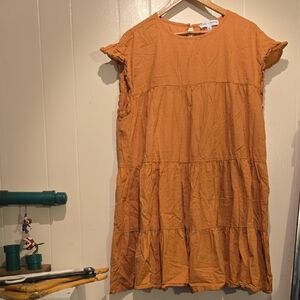 Stylish Orange Tiered Mini Dress